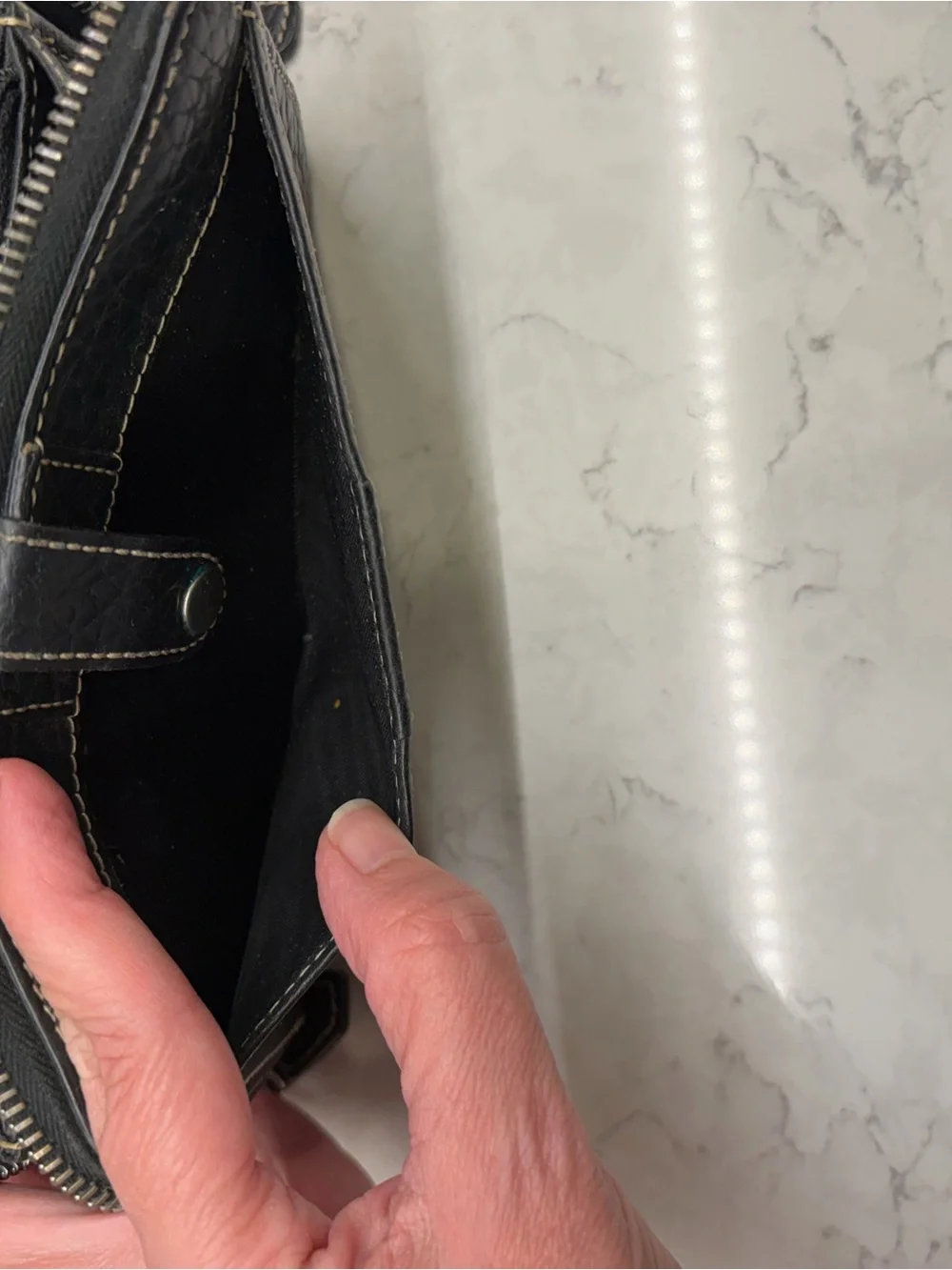 Dooney & Bourke Black Pebbled Leather Zip Card and Checkbook Holder Wallet